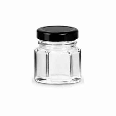 Imagem de Kit 10 Potes de Vidro 40g Sextavado com Tampa Metal para Geleias e Vel