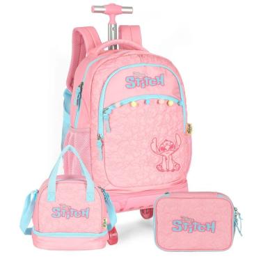 Imagem de Mochila de Rodas Stitch Disney Ohana Lancheira Estojo Box