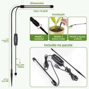 Imagem de Lâmpada LED USB Para Crescimento De Plantas 5V Solar Branca 48LED De E