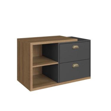 Imagem de Gabinete de Banheiro Suspenso 80cm Helena com 02 Gavetas Mel/Grafite s