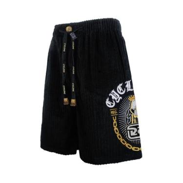 Imagem de Bermuda Cyclone Veludo Relax Saints, Preto, P