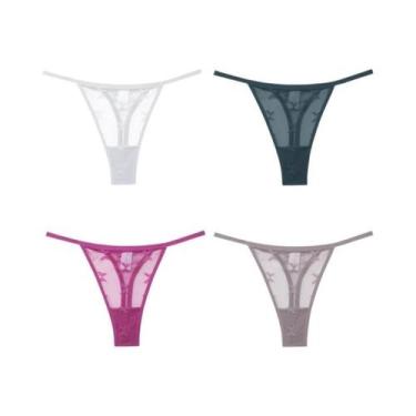 Imagem de Conjunto De 4 Tangas De Renda De Cintura Baixa Confortáveis, Calcinhas