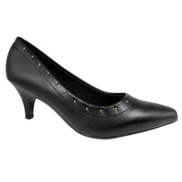 Imagem de Scarpin Beira Rio Sapato Feminino Tachinhas Salto 4076.1316, Preto, 36