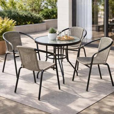 Imagem de Conjunto De Varanda E Jardim Mesa 80cm E 4 Cadeiras - Malibu