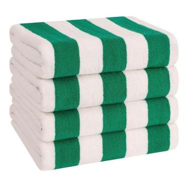 Imagem de Toalhas de praia American Soft Linen Cabana Listrada, Pacote com 4