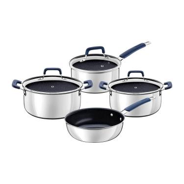 Imagem de Jogo De Panelas Tramontina Romagna Em Aço Inox 4 Peças Preto/azul