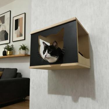 Imagem de Casa Para Gato MDF 15mm REFORÇADO Nicho Para Gatos Toca Suspensa Gatif