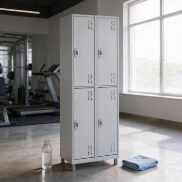 Imagem de Vestiário Academia Roupeiro Aço 4 Portas com Tranca - W3, CINZA
