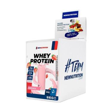 Imagem de Whey Protein Concentrado 30g Morango - Display 10 Sachês NEWNUTRITION-Unissex