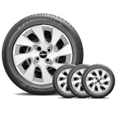 Imagem de Jogo 4 Calotas Aro 13 Chevrolet Gm Celta Corsa Classic Prata CL10001PN
