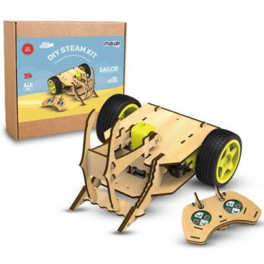 Imagem de Kit de Robótica MDF Carrinho STEM Controle Sailor - Maker Store
