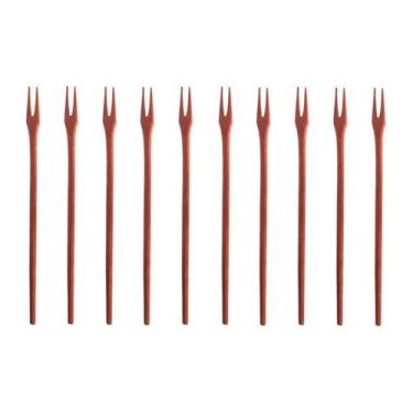Imagem de Kit 10 Peças Garfo Petisco Grande De Pau Madeira 22 Cm - Colheres de P