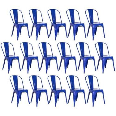 Imagem de Laraz, Kit 16 cadeiras Iron Tolix design industrial Azul escuro