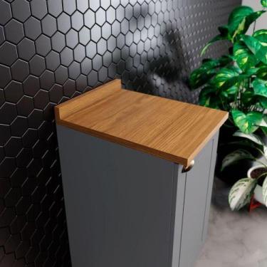Imagem de Balcão Com Tampo 1 Porta Henn Americana 40cm Cinza / Nature - MÓVEIS H