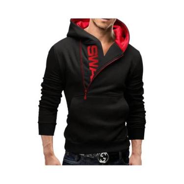 Imagem de Suéter Masculino Slim Fit De Cashmere Com Zíper E Estampa De Letras  M