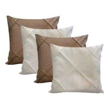 Imagem de Kit 4 Capa Almofada Sala Suede Drapeada Toque Macio 45 X45cm - NoBrand