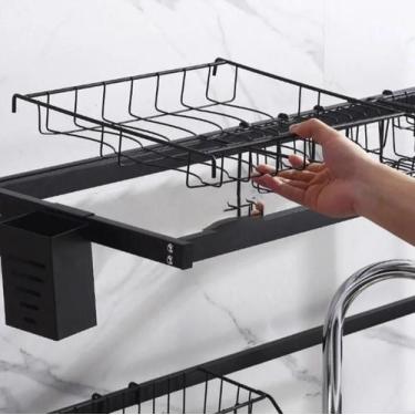 Imagem de Escorredor De Louças Gourmet Grande Vertical Aço Preto Premium Organiz
