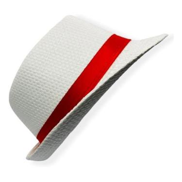 Imagem de Chapéu Panamá Branco Com Fita Vermelha Zé Pilintra Umbanda - NoBrand
