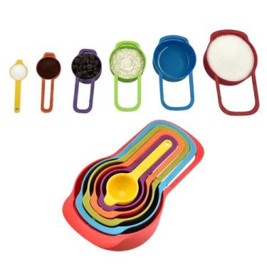 Imagem de Kit Medidor Culinário Com Colheres Coloridas 6 Peças - SHUANGHUI