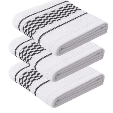 Imagem de Kit 03 Pano - Copa KazzaVip Atoalhado 85% Algodão Com Barra Decorada Q