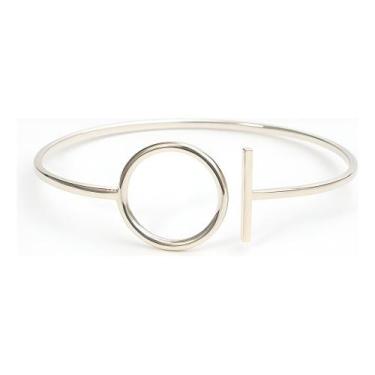 Imagem de Bracelete Liso Com 2 Detalhes Circulo E Palito 2,5g 1,5mm - Loja Das P