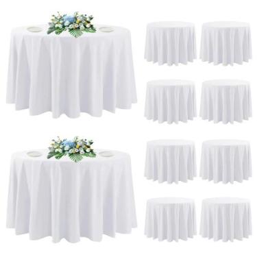Imagem de Toalha de mesa DAKKIONY pacote com 10 unidades branca redonda 305 cm p
