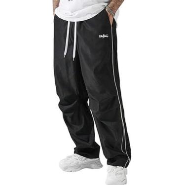 Imagem de Calça de moletom ZAFUL Parachute Y2k Baggy Masculina preta tamanho S