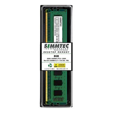 Imagem de Simmtec 8GB DDR3 1600MHz DIMM PC3-12800 UDIMM Non-ECC 2Rx8 Dual Rank 1,5V CL11 Módulo de atualização de memória RAM para computador desktop