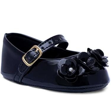 Imagem de Sapatilha Bebe Pópidi Infantil Menina Mini Flores 01.08 (Preto, BR, Bebê, Alfa, P)