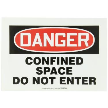 Imagem de ACCUFORM SIGNS MCSP006VS Placa de Segurança de Vinil Adesivo, Legend, "Espaço Confinado Do Not Enter", 17 cm de comprimento x 25 cm de largura x 0,004 cm de espessura, Vermelho/Preto sobre Branco