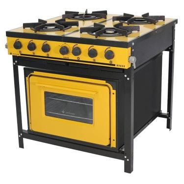 Imagem de  Fogão a Gás Bravo 4 Bocas BR4BFAM com  Forno AMARELO  Met Venâncio