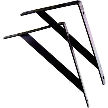 Imagem de Kit 12 Mão Francesa Suporte para Prateleira Resistente Preto 30cm starfer