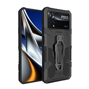 Imagem de MOONCASE Capa para Xiaomi Redmi Poco X4 Pro, TPU Macio + PC à prova de Choque Resistente a Arranhões Suporte de Metal para Proteção da Lente da Câmera para Xiaomi Redmi Poco X4 Pro -Preto