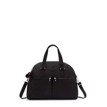 Imagem de Kipling Bolsa feminina Eugina, feita à mão, alça de ombro removível, bolsos externos, bolsa de viagem de nylon, Tonal preto