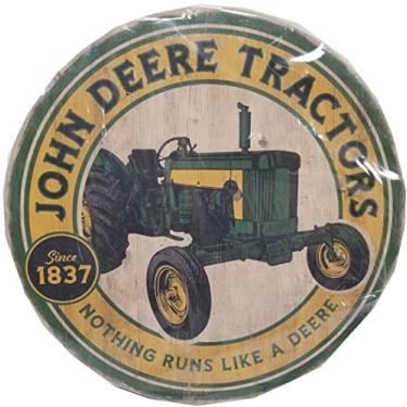 Imagem de John Deere 18" Round Wooden Retro Tractor Sign