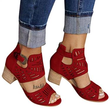Imagem de Sandália plataforma Gibobby feminina, feminina, peep toe frente única, sandálias plataforma retrô slide wedge romana sapatos, Vinho, 6.5