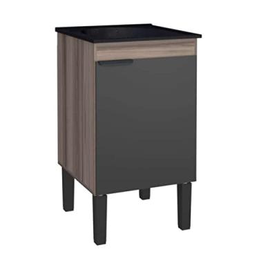 Imagem de Gabinete de Lavanderia Tamarindo e Preto em Madeira 47,9cm c/Tanque 50x50cm Preto Flamingo Cozimax