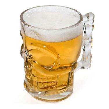 Imagem de Caneca Chopp Cerveja Vidro Caveira Rock 510 Ml