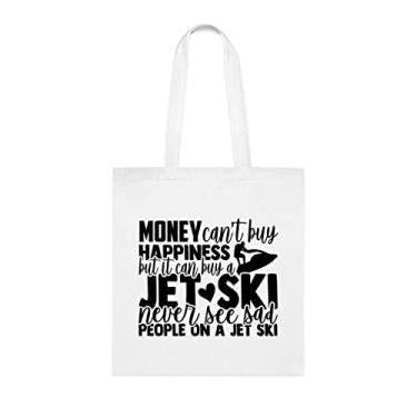 Imagem de Bolsa de viagem Happiness Jet Ski, presente divertido, bolsa de ombro, bolsas reutilizáveis, cesta de Natal de aniversário, ideia de presente, Branco