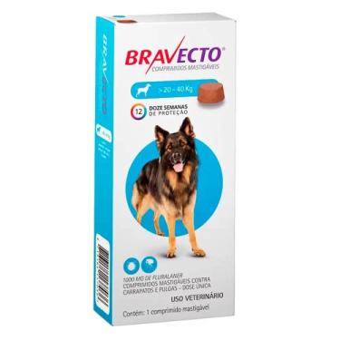 Imagem de Anti Pulgas e Carrapatos Bravecto para Cães de 20 a 40 kg - 1000 mg