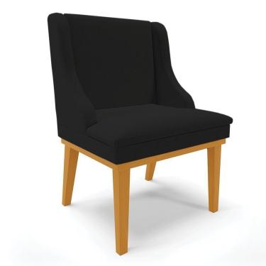 Imagem de Cadeira De Jantar Liz Base Madeira Castanho A79 Preto