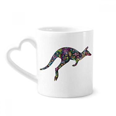 Imagem de Caneca com ilustração de desenho colorido canguru da Austrália caneca de café cerâmica copo de coração de vidro