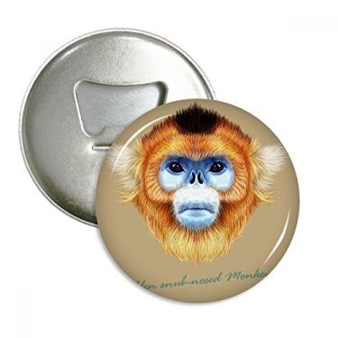 Imagem de Golden Snub-Nose Macaco abridor de garrafas animal ímã de geladeira emblema multifuncional
