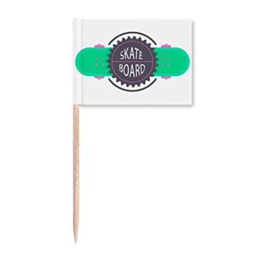 Imagem de Skate esportivo com lemas de desenho animado, aquarela, palito, bandeiras, marcador, decoração de festa