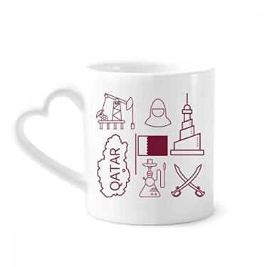 Imagem de Caneca de petróleo desenho da cidade bandeira do Qatar caneca de café cerâmica copo de coração de vidro