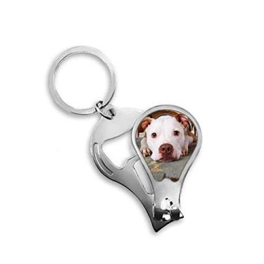 Imagem de Bulldog branco animal de estimação cortador de unha abridor chaveiro tesoura