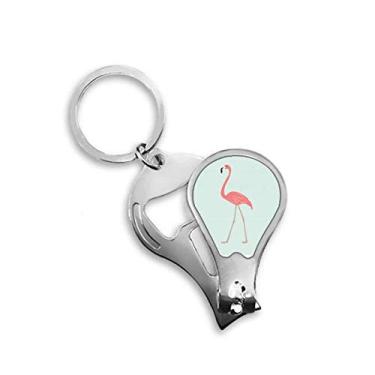 Imagem de Cortador de unhas padrão flamingo andando abridor de cortador de unhas chaveiro tesoura