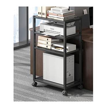 Imagem de Suporte de impressora multicamadas suporte de impressora móvel com rolamento de armazenamento para mesa de chão suporte de host de PC suporte de armazenamento ajustável rack sobre rodas para materiais de escritório Scanner de fax Impressora de mesa (Cor: