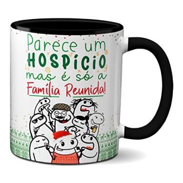 Imagem de Caneca Flork de Natal Parece Hospício Mas é Família Reunida (Preta)