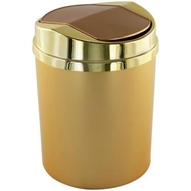 Imagem de Lixeira Basculante Dourado Fosco 5 Litros Cozinha Escritório - Wp Conn